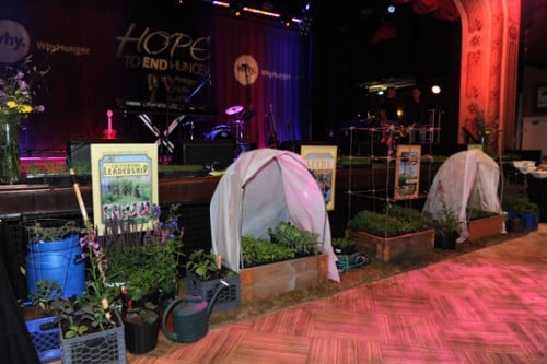 The 2014 WhyHunger Chapin Awards, “Hope to End Hunger,” featured the first ever on-site farm installation inside Hard Rock Cafe New York in Times Square. Constructed by youth from WhyHunger’s partners at EcoStation:NY in Brooklyn, the farm included some of the herbs, vegetables and flowers found at EcoStation:NY’s Bushwick Campus Farm, including tomatoes, cilantro, basil, sage, kale, salad greens, sunflowers and zinnias.
