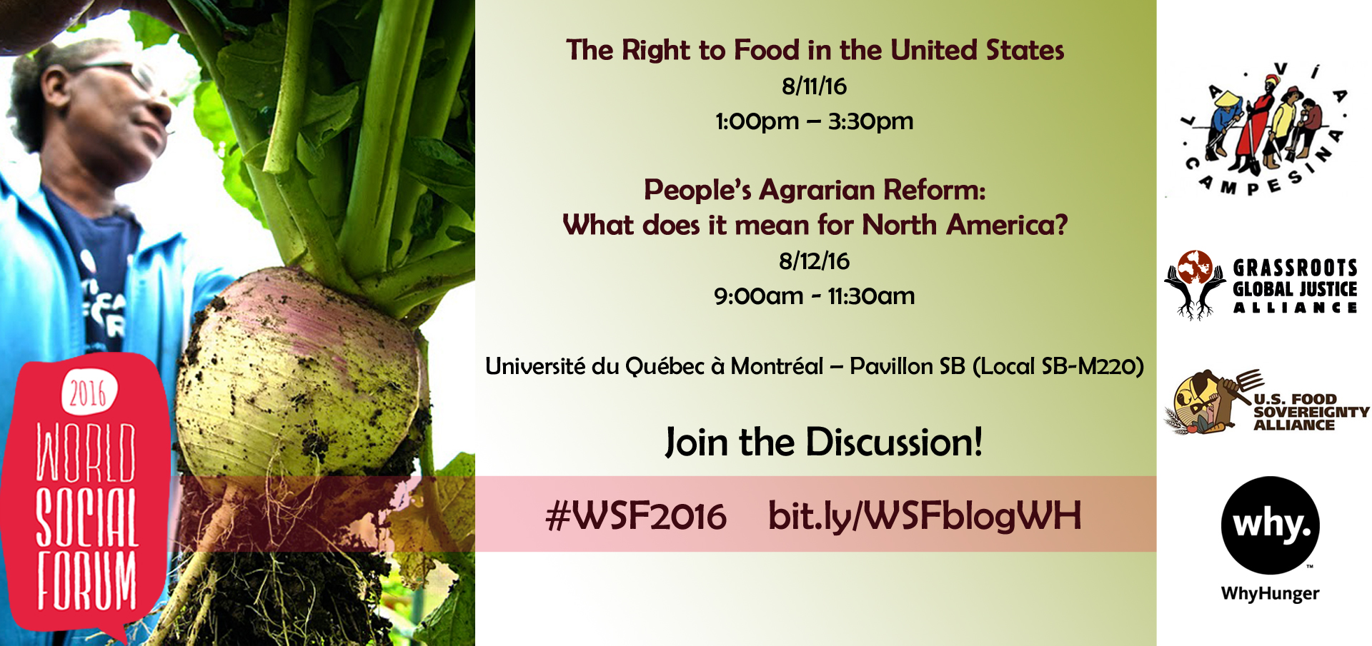WhyHunger WSF2016 Roundtables Invite