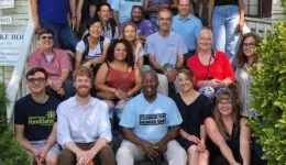 CTHG attendees at a conf fieldtrip, caption: Conference attendees on a field trip to then Field Green Duke House of Soul City exploring Economic and Environmental Resilience and Innovation. Photo courtesy of CTHG's Facebook Page