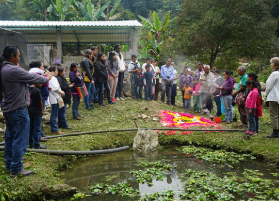 The villagers of Santa Gertrudis offer a ceremony to welcome WhyHunger, Hard Rock employees and UNSOJO