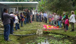 The villagers of Santa Gertrudis offer a ceremony to welcome WhyHunger, Hard Rock employees and UNSOJO